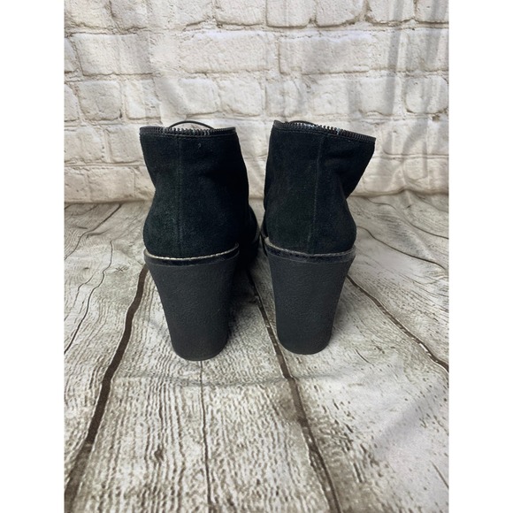 Fergie Ophelia Suede Wedge Ankle Booties, Zipper Detail, Black, Size 10 - Picture 3 of 6